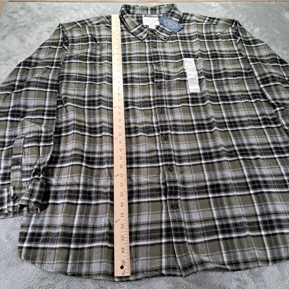 NEW NWT St Johns Bay Flannel Shirt Men 5XLT TALL Green Plaid Soft 100% Cotton - Picture 7 of 9